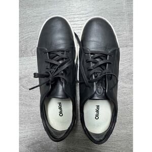OluKai Pehuea Lī ‘Ili Black Leather Sneakers US 10 Women / EU 40